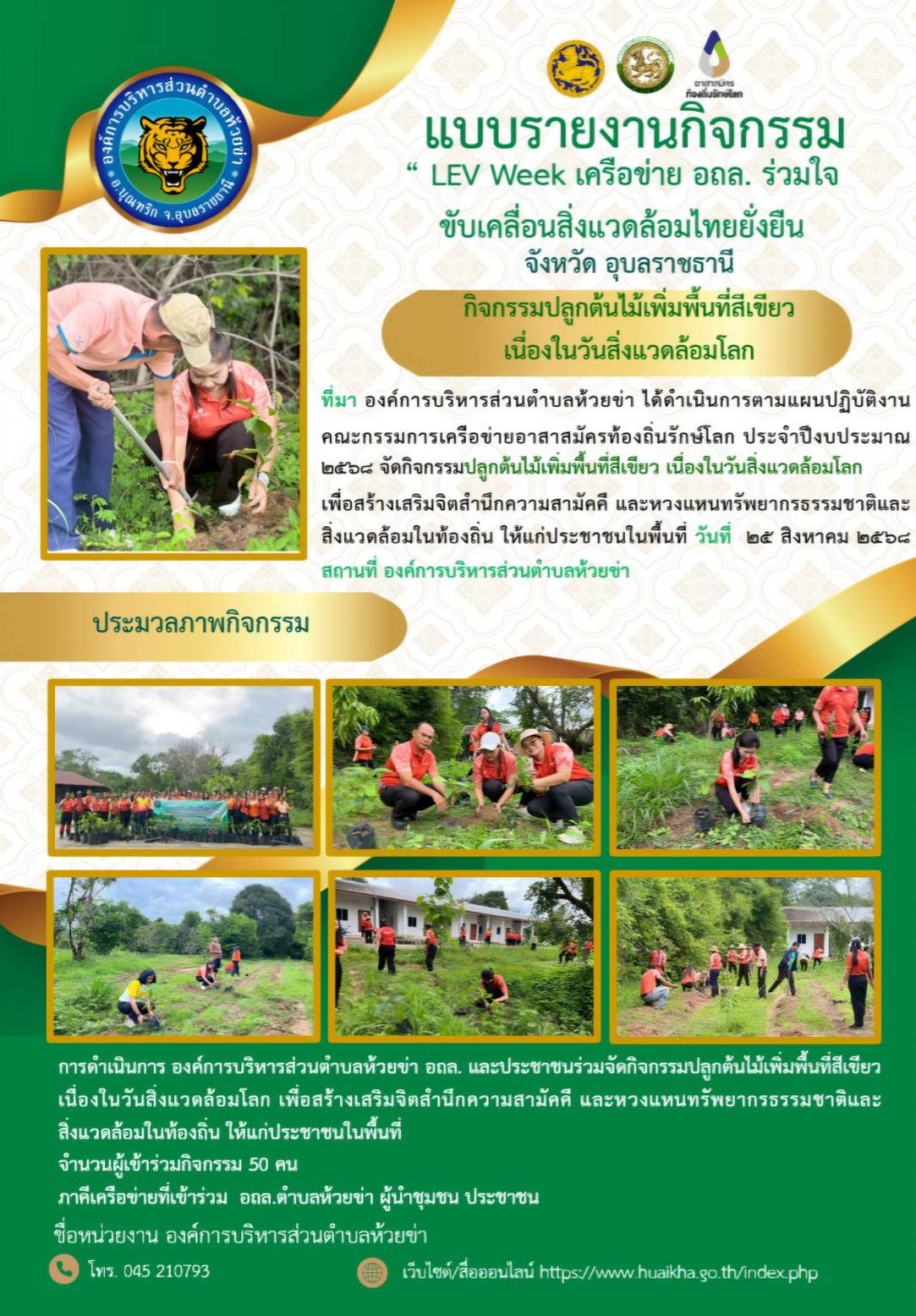 กิจกรรมของอาสาสมัครท้องถิ่นรักษ์โลก (อถล.) ประจำปีงบประมาณ พ.ศ. 2568